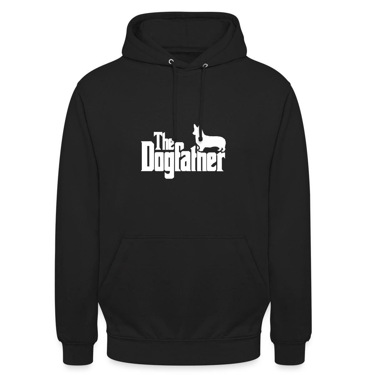 Spreadshirt Hoodie The Dogfather, Corgi Unisex Hoodie (1-tlg) Unisex-Schnitt: Sitzt bei Männern körpernah, bei Frauen weit
