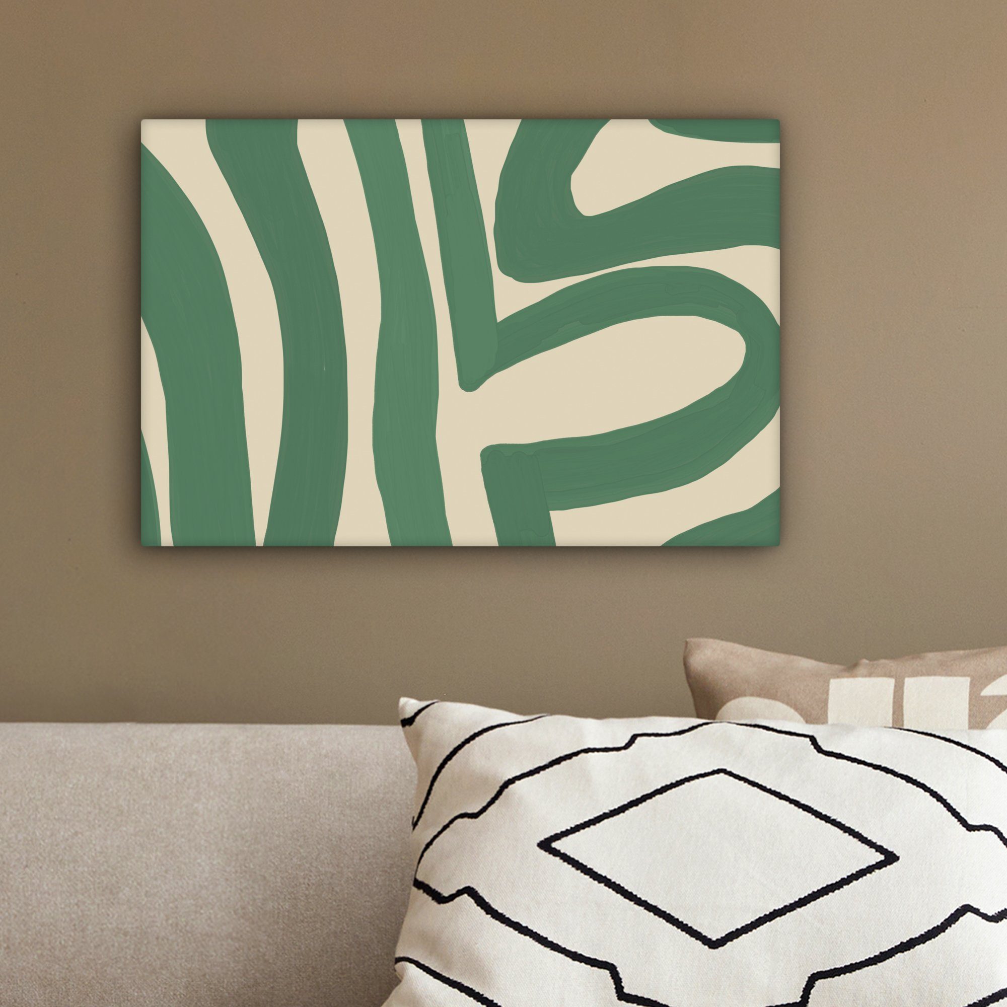 - OneMillionCanvasses® Abstrakt, - 30x20 Leinwandbilder, Wanddeko, (1 Grün Wandbild cm St), Kunst Aufhängefertig, Leinwandbild
