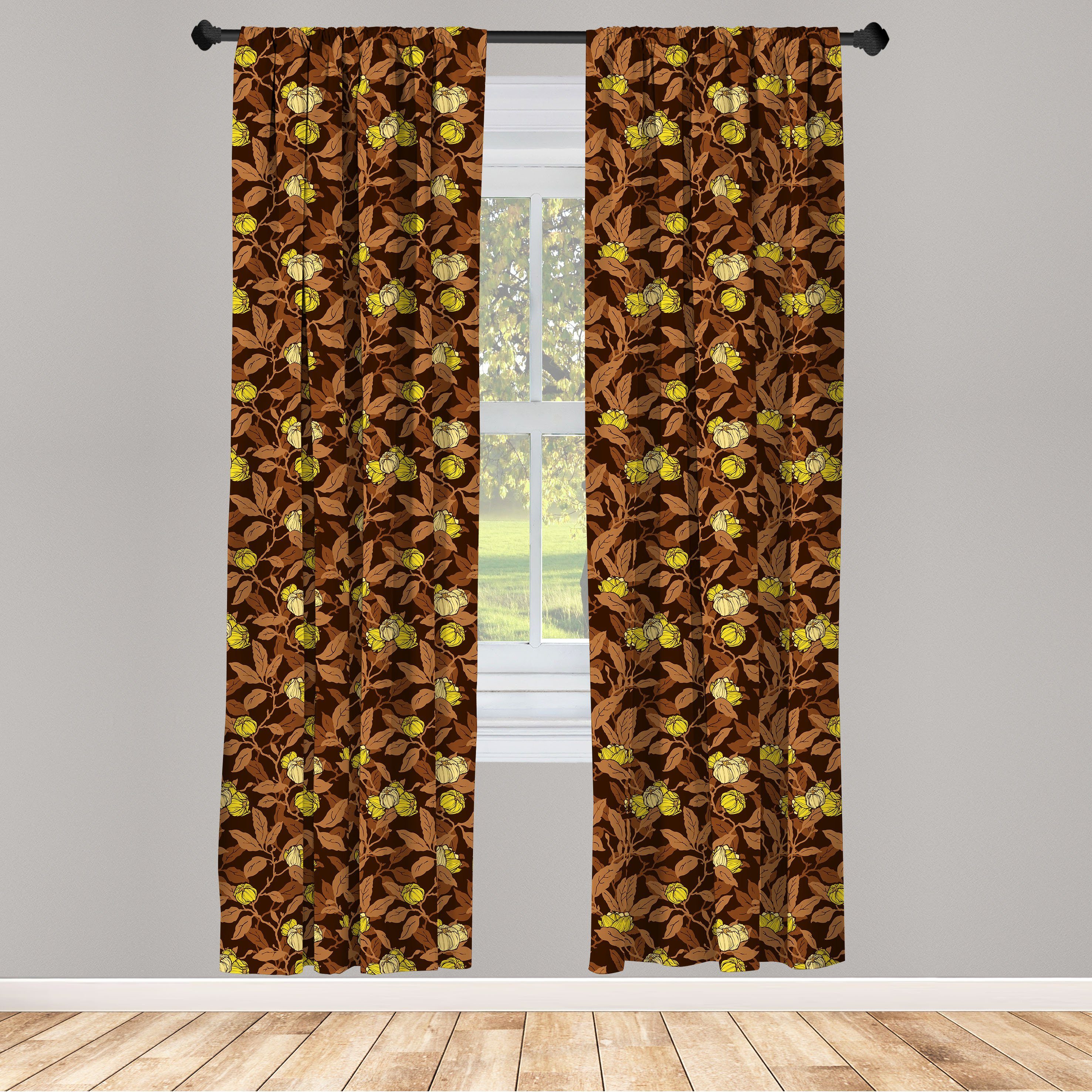 Gardine Vorhang für Wohnzimmer Schlafzimmer Dekor, Abakuhaus, Microfaser, Blumen Blumen und blühen Blätter