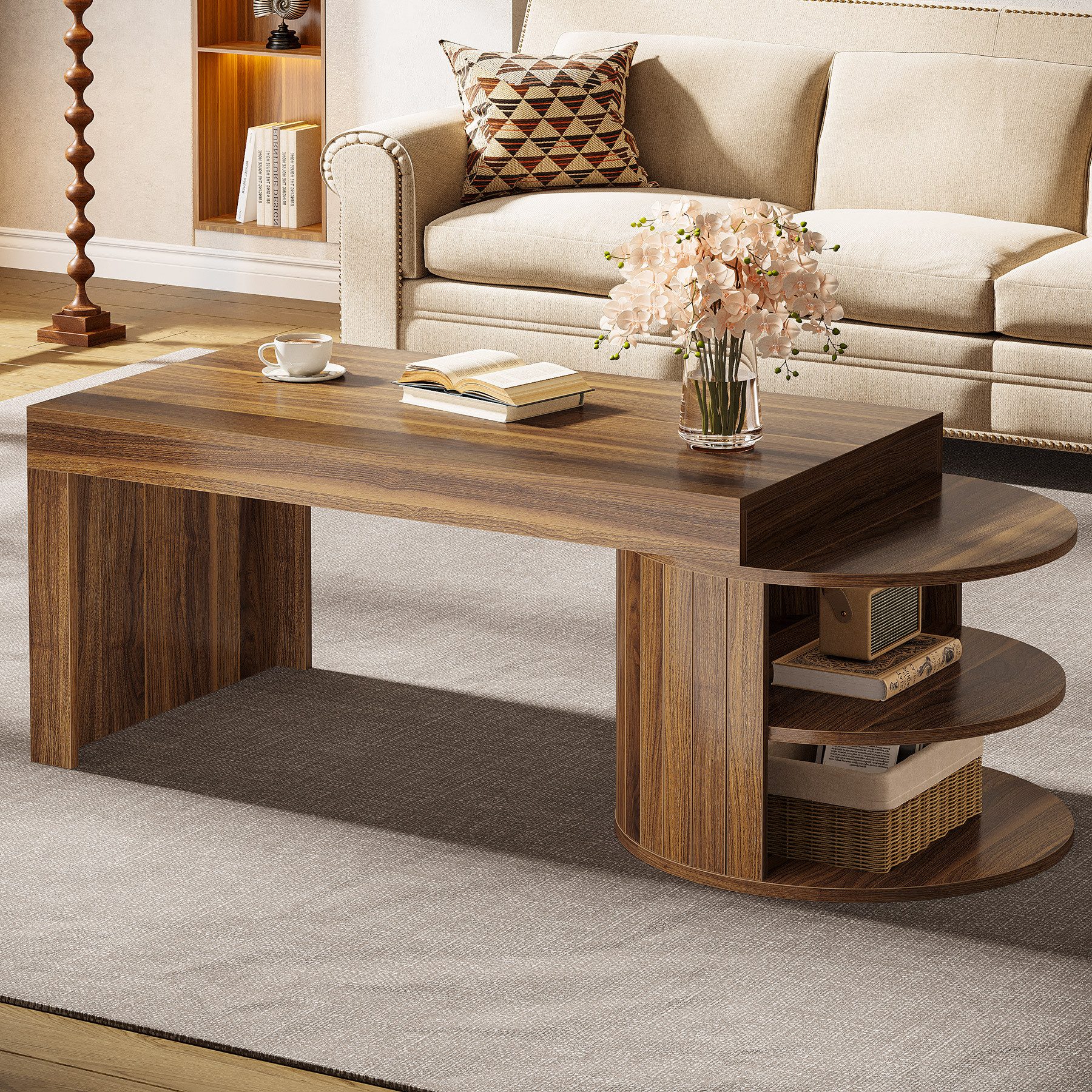 Tribesigns Couchtisch 130 cm Rechteckiger Couchtisch günstig online kaufen