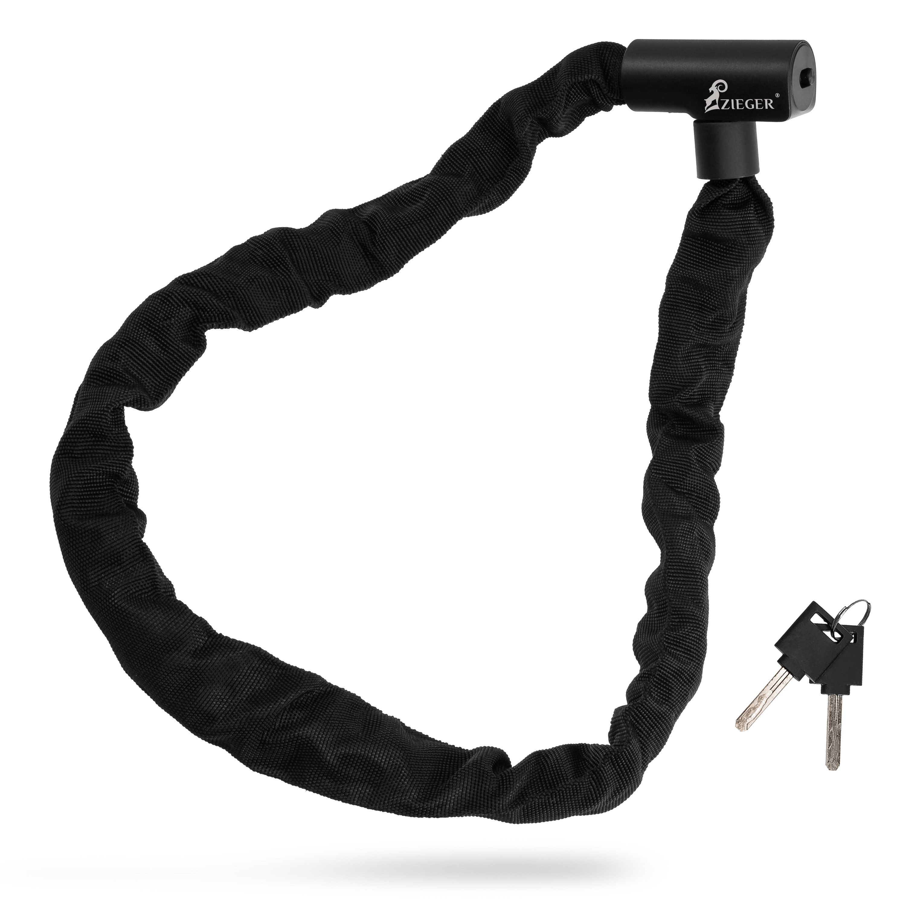 ZIEGER Kettenschloss ZIEGER Fahrrad-Kettenschloss Chain 850 - Stahlkette 85 cm Nylonmantel