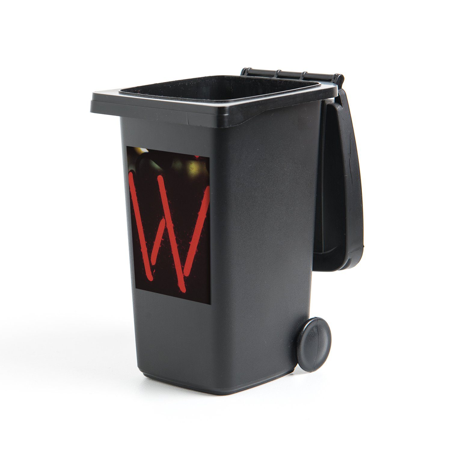 MuchoWow Wandsticker Unverwechselbarer Buchstabe W aus Neon (1 St), Mülleimer-aufkleber, Mülltonne, Sticker, Container, Abfalbehälter
