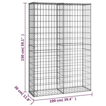 vidaXL Gartenzaun Steinkorb Gabione mit Deckeln Verzinkter Draht 150×100×30 cm, (1-St)