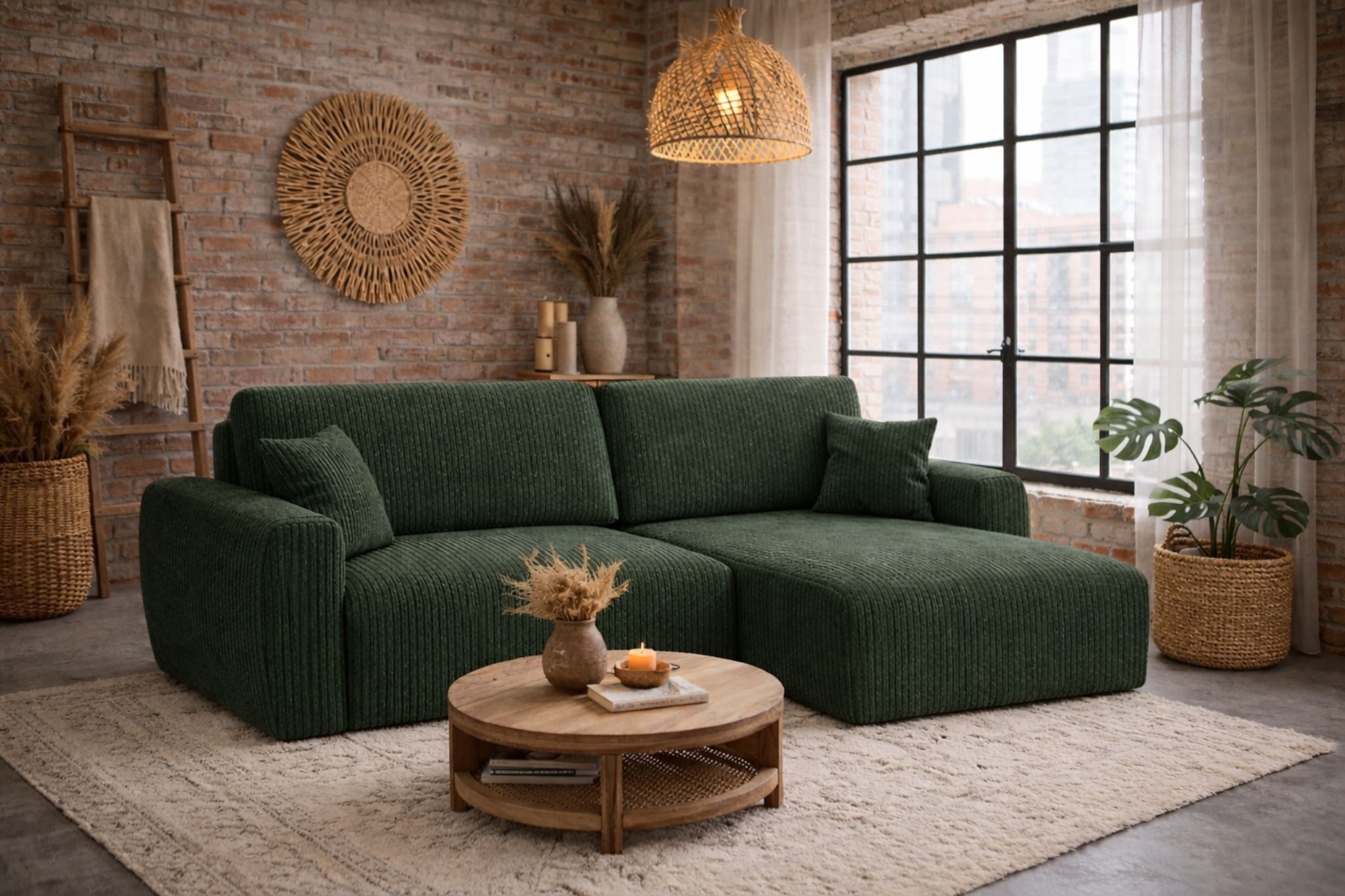 Kaiser Möbel Ecksofa mit Schlaffunktion und Bettkasten Ariel XL Cordstoff POSO, pflegeleichter Cordstoff,große Liegefläche,ausziehbar