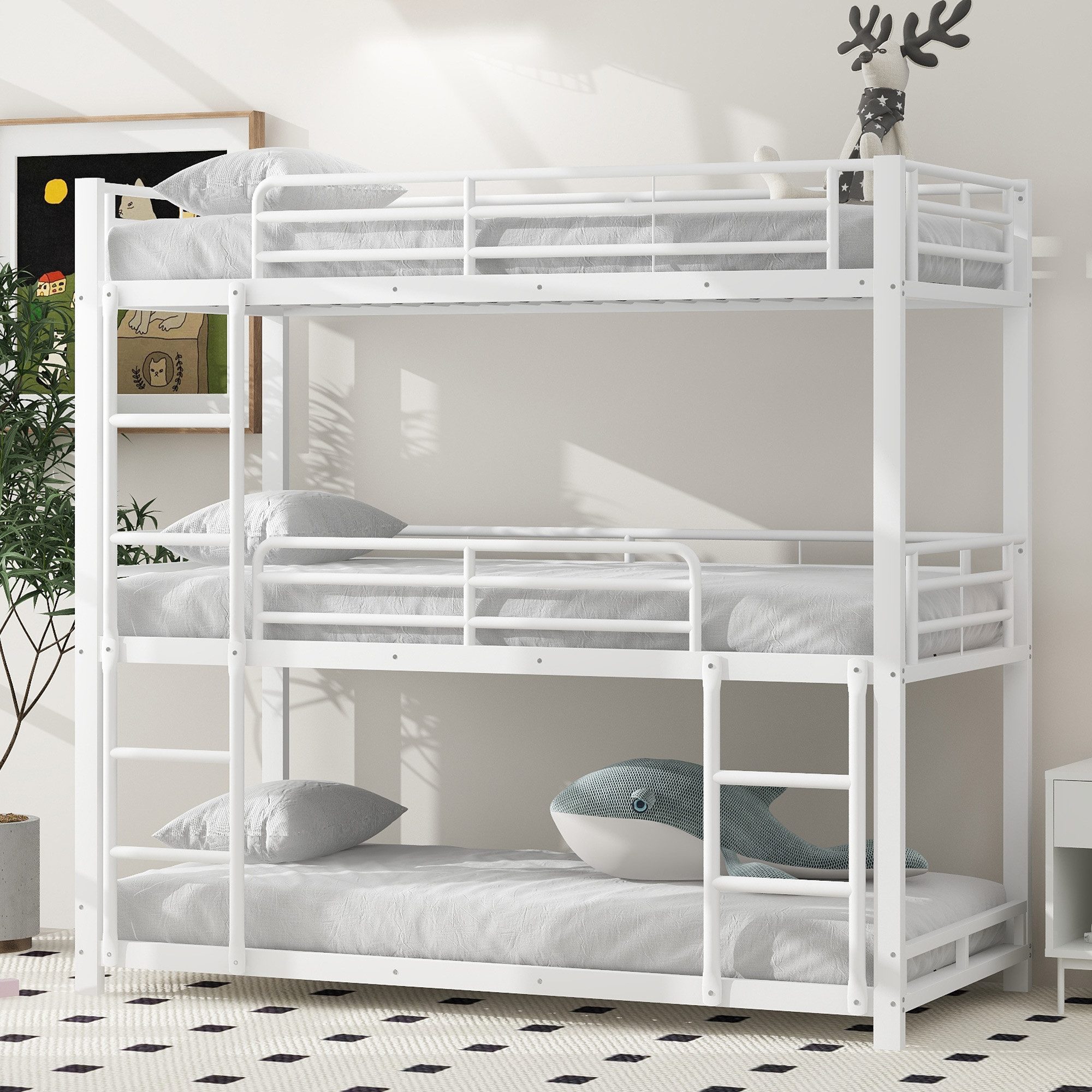 Yemaster Metallbett Dreifach-Etagenbett 90x200 cm aus günstig online kaufen