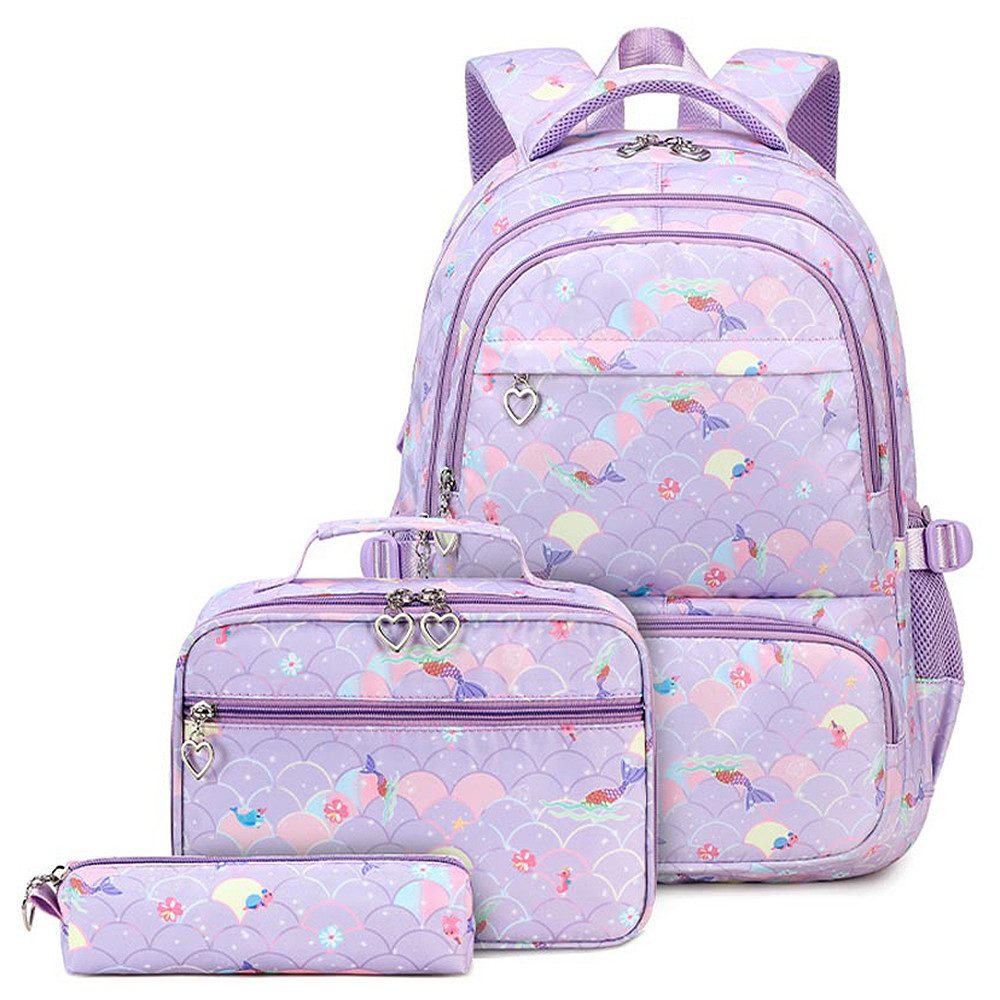 JASLIFE Schulrucksack 3-teiliges Schulrucksack Set Mädchen Teenager Jugendliche Daypack (Schulrucksack Set, 3-teiliges Set), Leicht, wasserabweisend, viel Stauraum – ideal für Schule & Freizeit