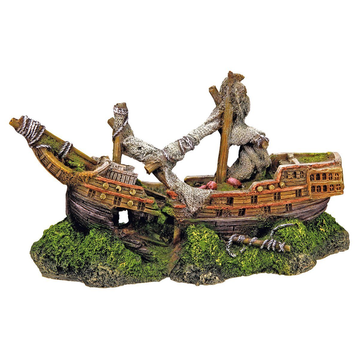Aquariendeko Aquariendekoration Boot mit gebrochenem Masten