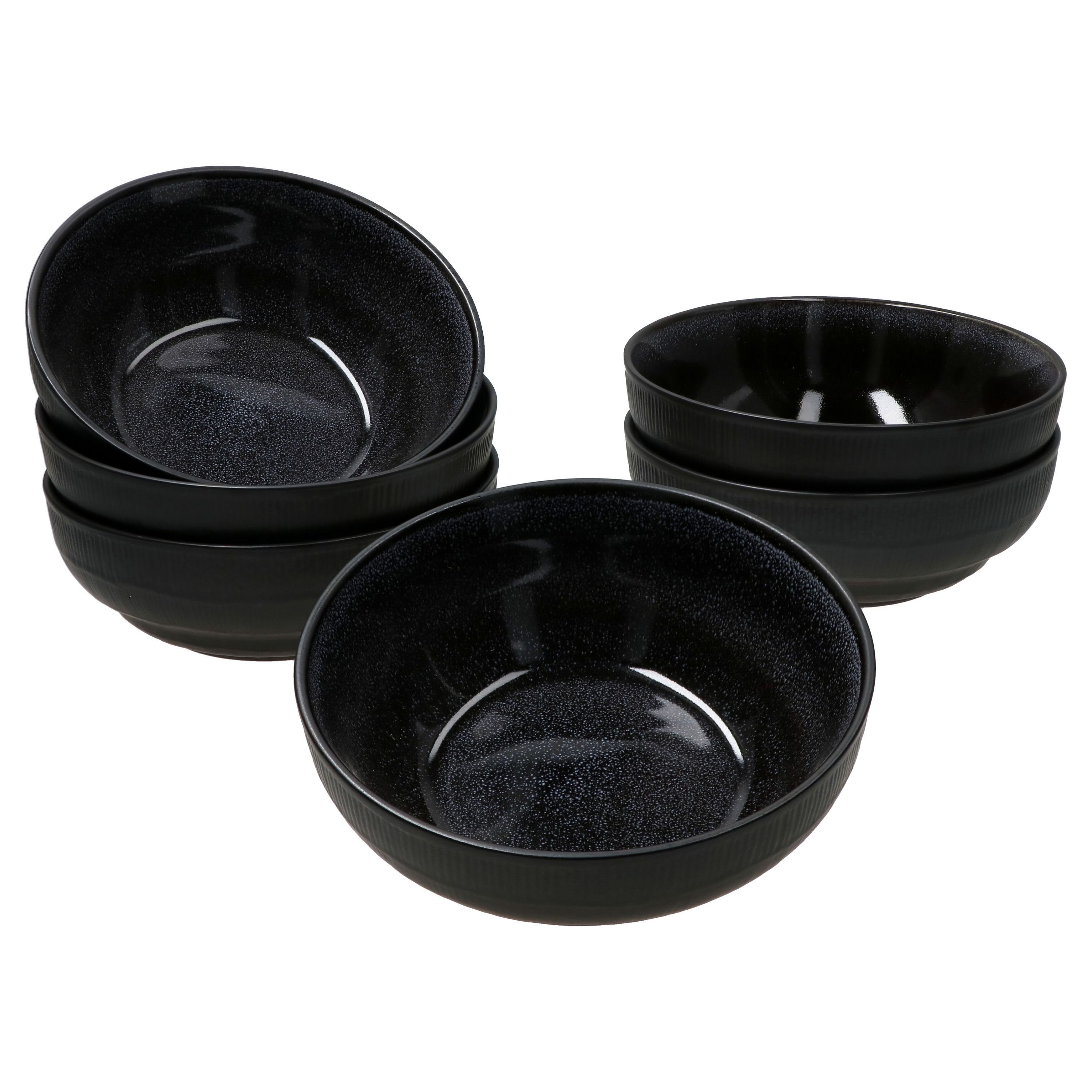 MamboCat Servierschale 6er Set Schale Zakynthos Reactive Glaze Schwarz, Ø 17 cm - 24327312, Steingut