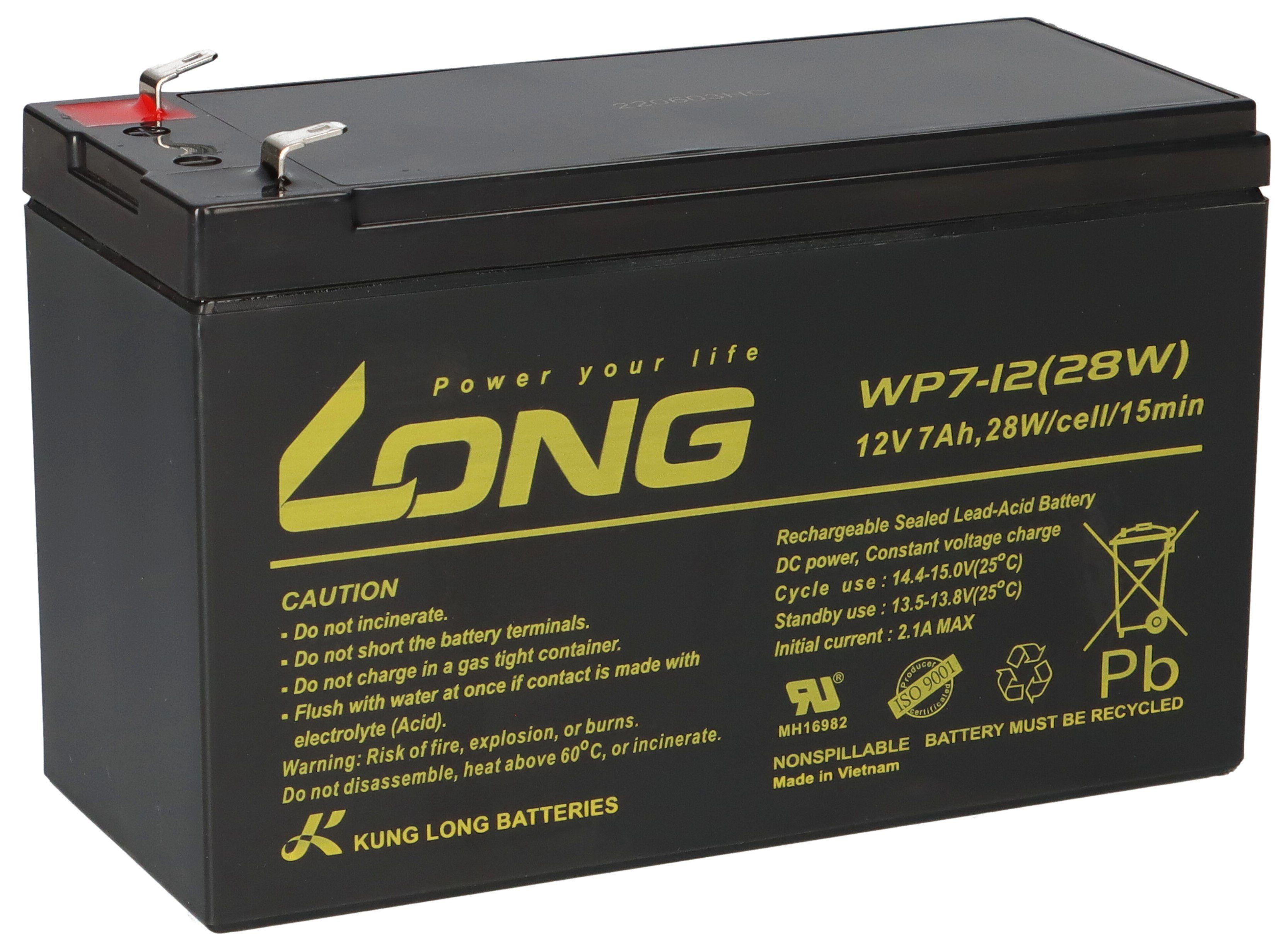 Kung Long Kung Long VDS WP7-12(28W)/F1 12V 7Ah Blei AGM Akku Bleiakkus