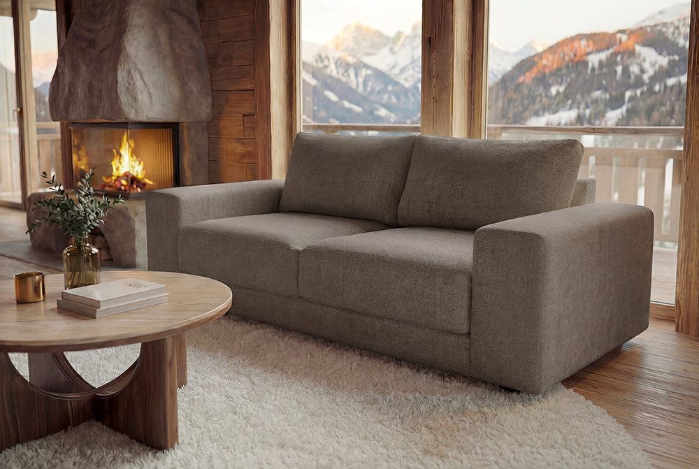 riess-ambiente 3-Sitzer LOFT 210cm taupe - Vogue Velours Samt, Taschenfederkern, Rundumbezug, Einzelartikel 1 Teile, Moderne Couch - ideal für Wohn- und Schlafz – Bild 3 von 5