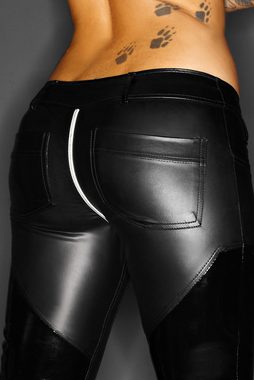 Noir Handmade Homewearhose Noir Handmade - schwarze Wetlook-Hose F115 S