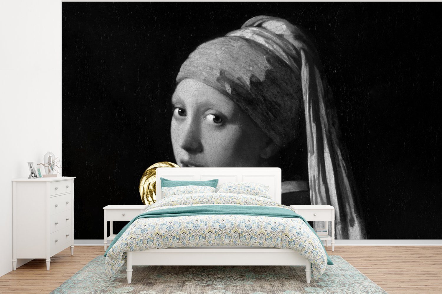 MuchoWow Fototapete Das Mädchen mit dem Perlenohrring - Johannes Vermeer - Süßigkeiten, Matt, bedruckt, (6 St), Wallpaper für Wohnzimmer, Schlafzimmer, Kinderzimmer, Vinyl Tapete