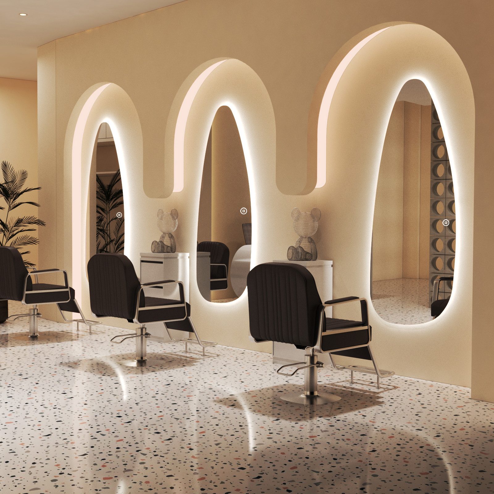 WDWRITTI Spiegel groß für Friseurladen Friseurspiegel Hotel Schlafzimmer Wohnzimmer (Wandspiegel mit LED Beleuchtung asymmetrisch rahmenlos, 1-St., 165x65, 165x60, 145x60cm), 3Lichtfarben, Dimmbar, Speicherfunktion