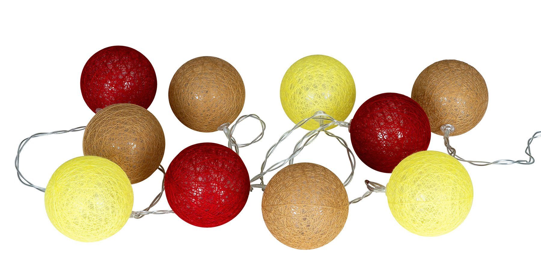 Levandeo® Lichterkette, 10er Lichterkette LED Ø6cm Kugeln Girlande Светодиодные китайские фонарики Baumwolle Rot