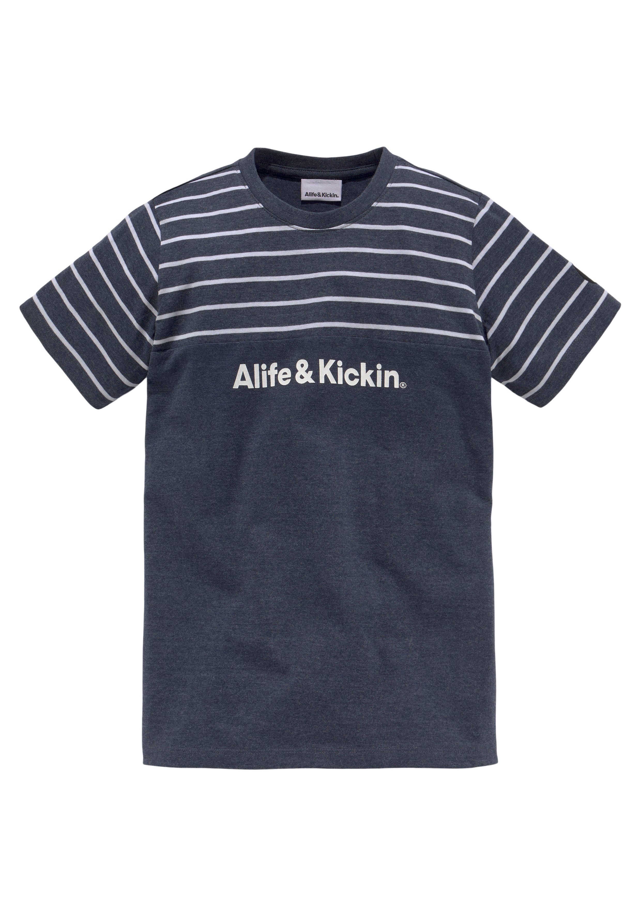& und Qualität Colorblocking Kickin melierter Alife Ringel, T-Shirt MARKE! garngefärbten in NEUE