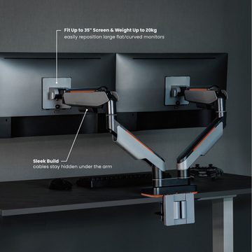 ROLINE LCD-Doppelarm, Tischmontage, Gasfeder, je 5 Gelenke Monitor-Halterung, (bis 2x 20 kg)