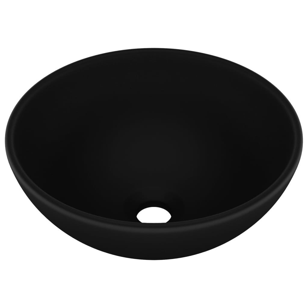 vidaXL Waschbecken NA Waschbecken Badezimmer Aufsatzwaschbecken Rund Matt Schwarz 32,5x14