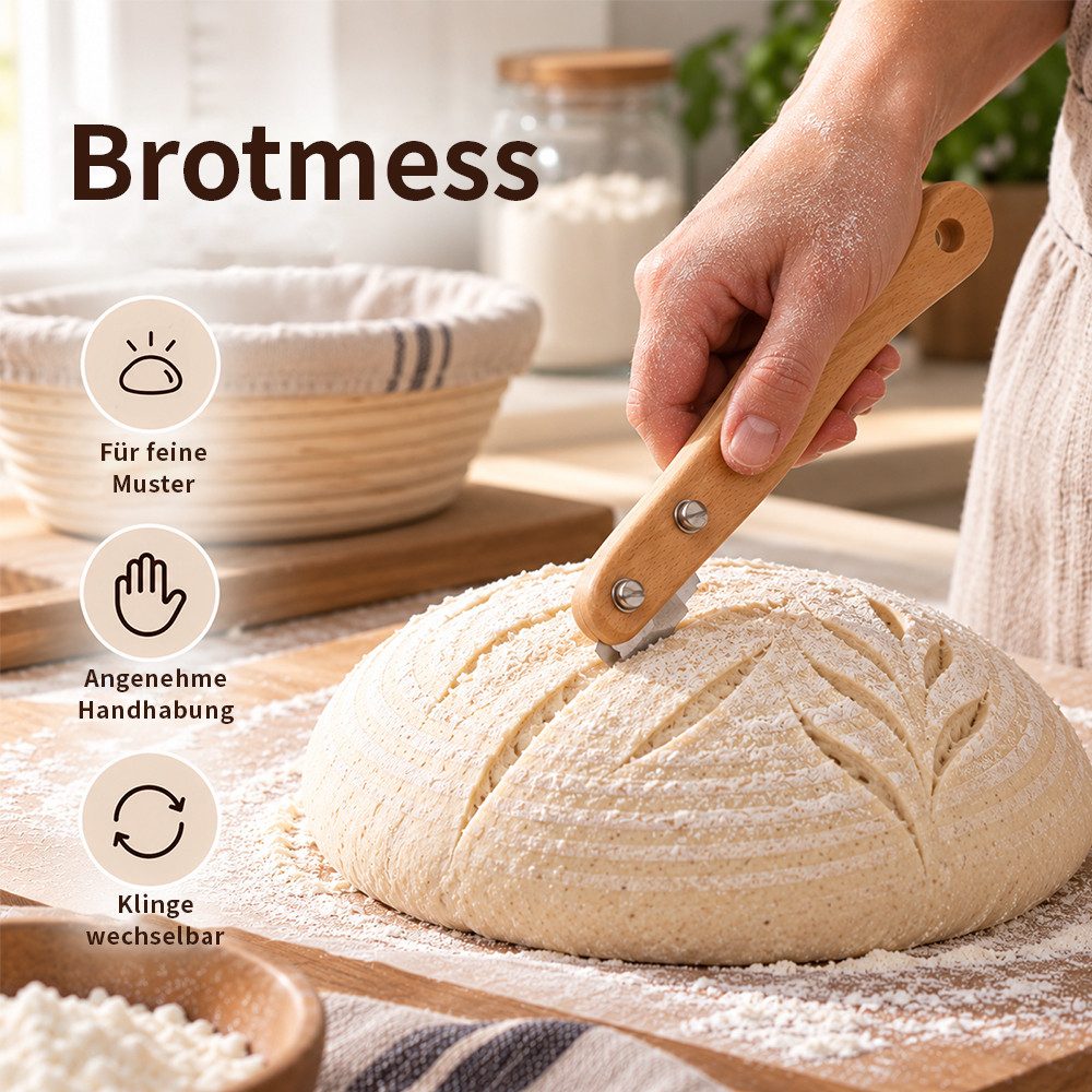 PFCTART Teigspachtel Dänisches Teigknetset, Teigkarte & Teigmesser, 3-teilig, 33 cm, Dänischer Schneebesen, Brot backen Zubehör, Sauerteig, Brotbackset – Bild 4 von 5