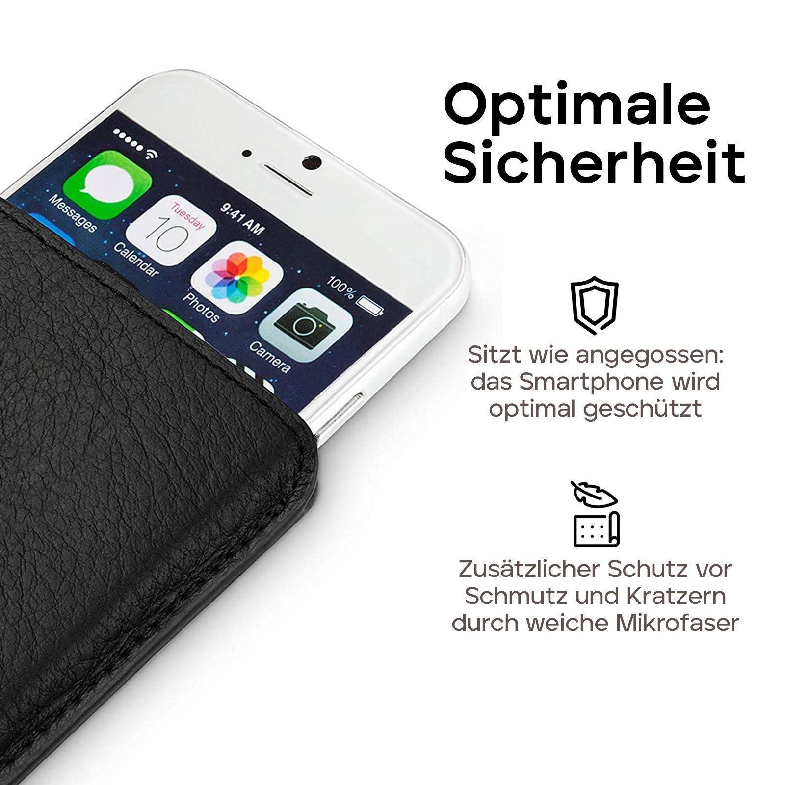 wiiuka Handyhülle sliiv Hülle für iPhone SE 2022 / 2020 / 8 / 7, Tasche Handgefertigt - Echt Leder, Premium Case