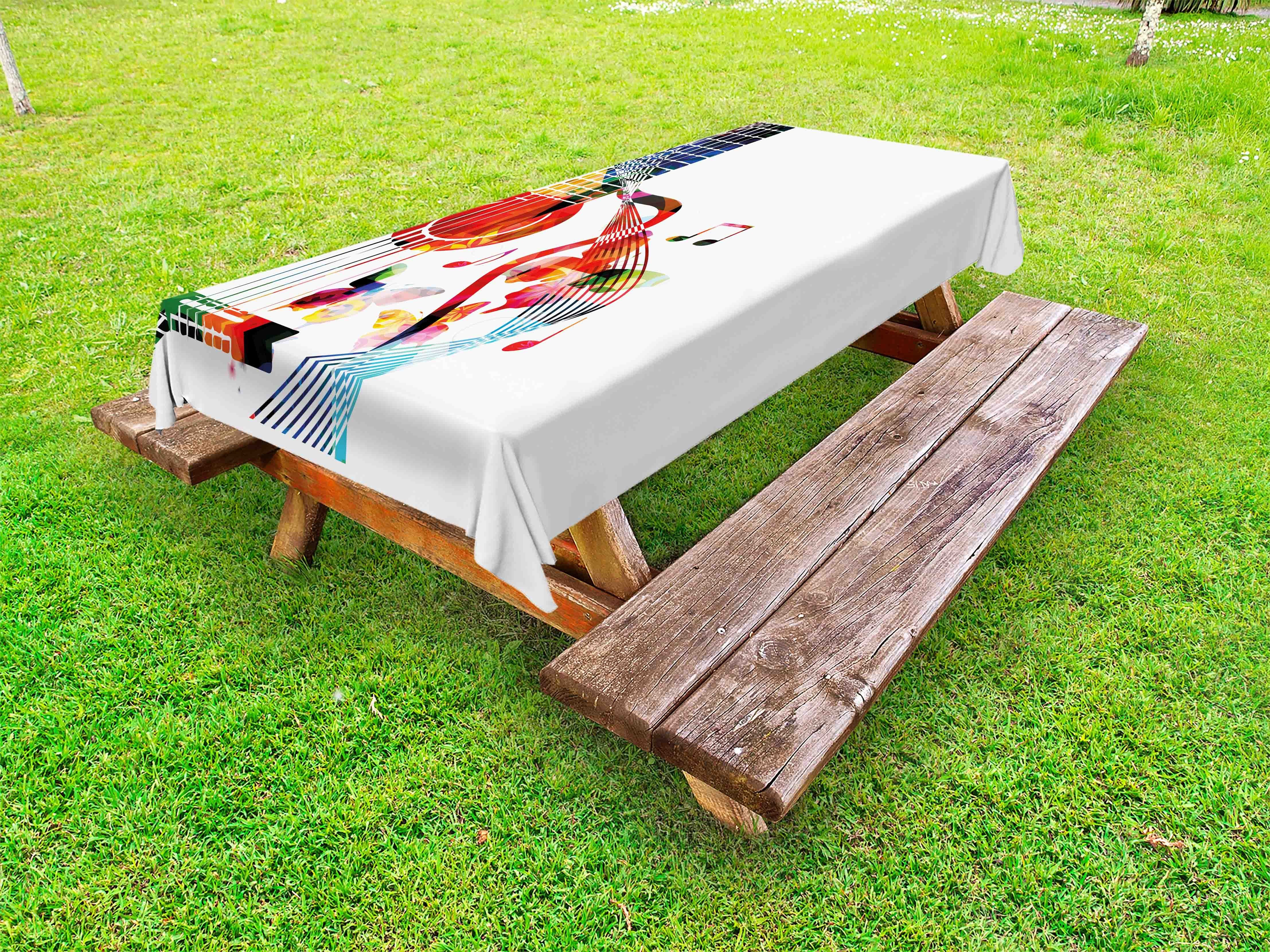 Bunt dekorative Picknick-Tischdecke, Tischdecke Gitarren-Silhouette waschbare Bild Abakuhaus