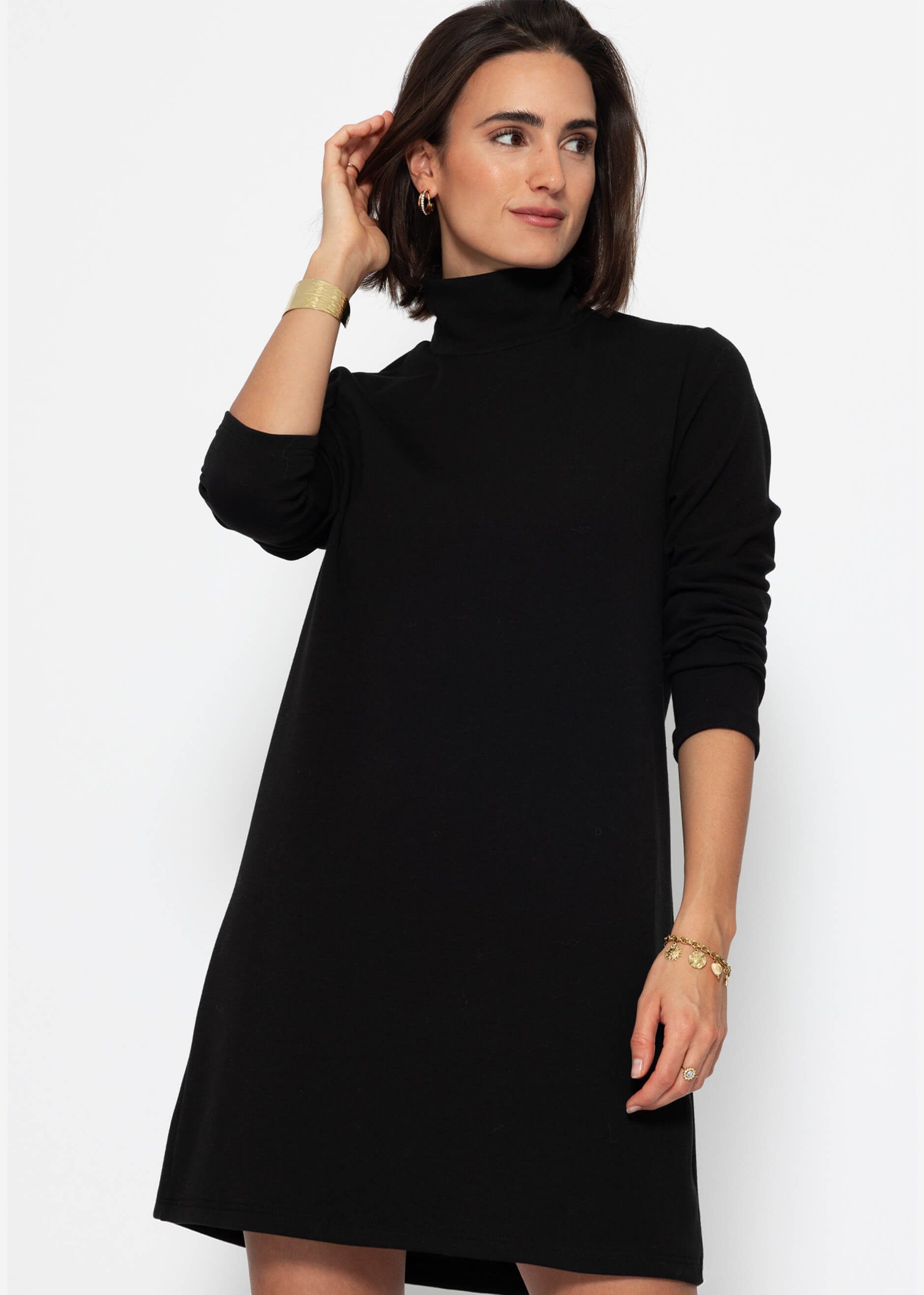 Minikleid Jersey-Kleid Damen mit kurzem Schnitt Schwarz