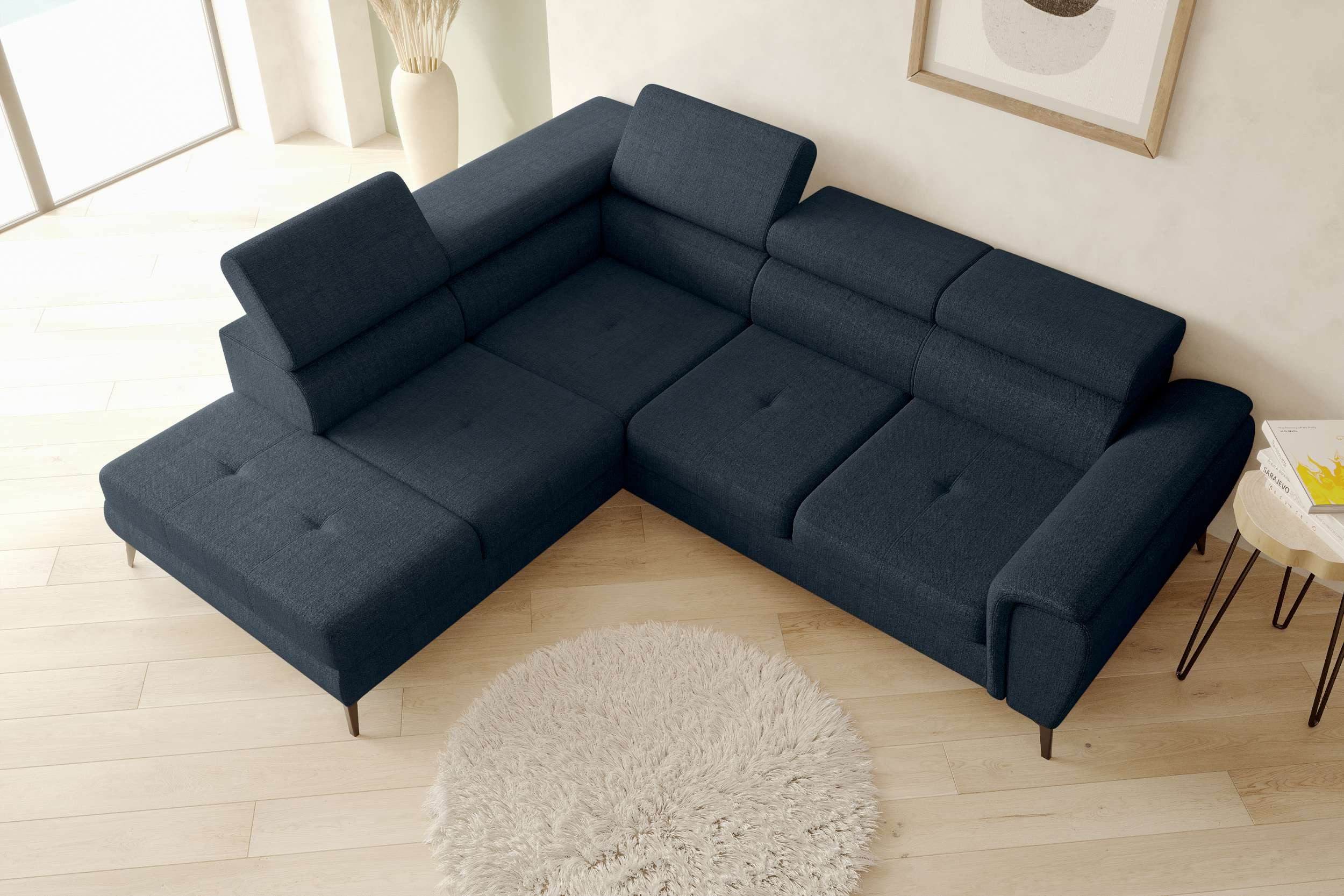 99rooms Ecksofa Parma, Sofa, L-Form, mit Schlaffunktion und Stauraum, Bezug - Velours VOGUE