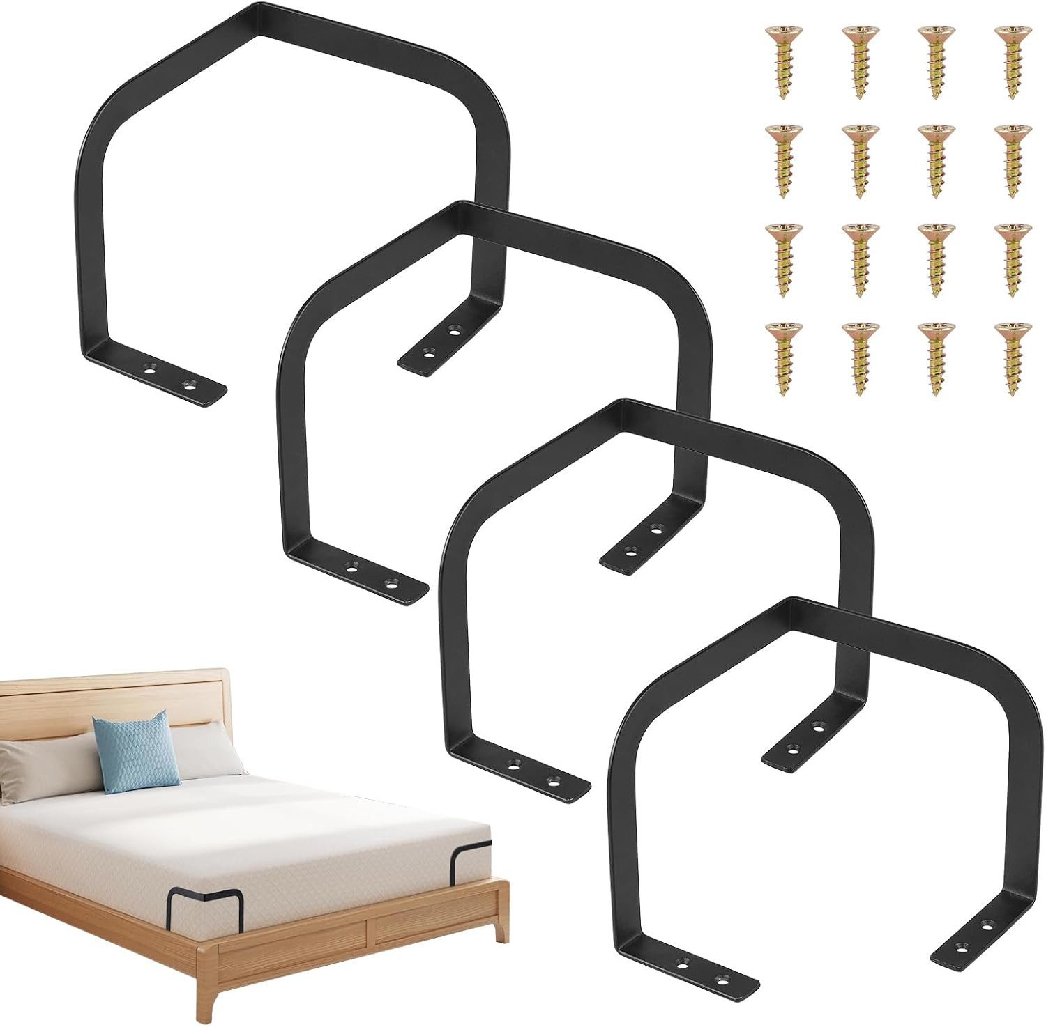 Matratzenkeil 4 Stück Matratzenhalter 14 cm rutschfest für Bettgestell Schwarz FELIXLEO