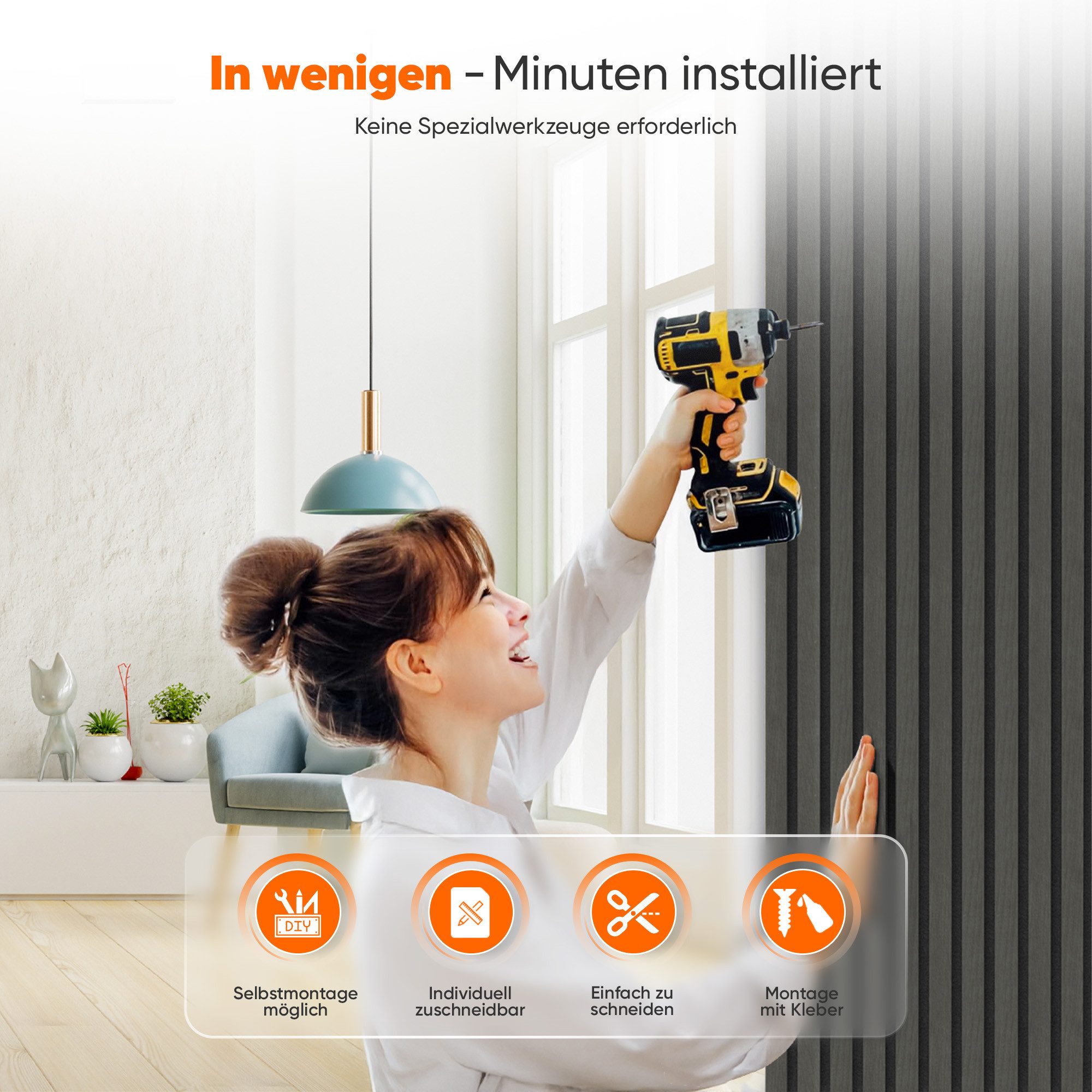 IZODEKOR 3D Wandpaneel Akustikpaneele in Holzoptik mit Filz – Schalldämmung & Raumakustik, BxL: 60x120 cm, 0,72 qm, (Set, Akustikpaneele als Set) schallabsorbie – Bild 5 von 5
