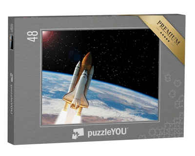 puzzleYOU Puzzle Rakete über der Erde, Bild von der NASA, 48 Puzzleteile, puzzleYOU-Kollektionen