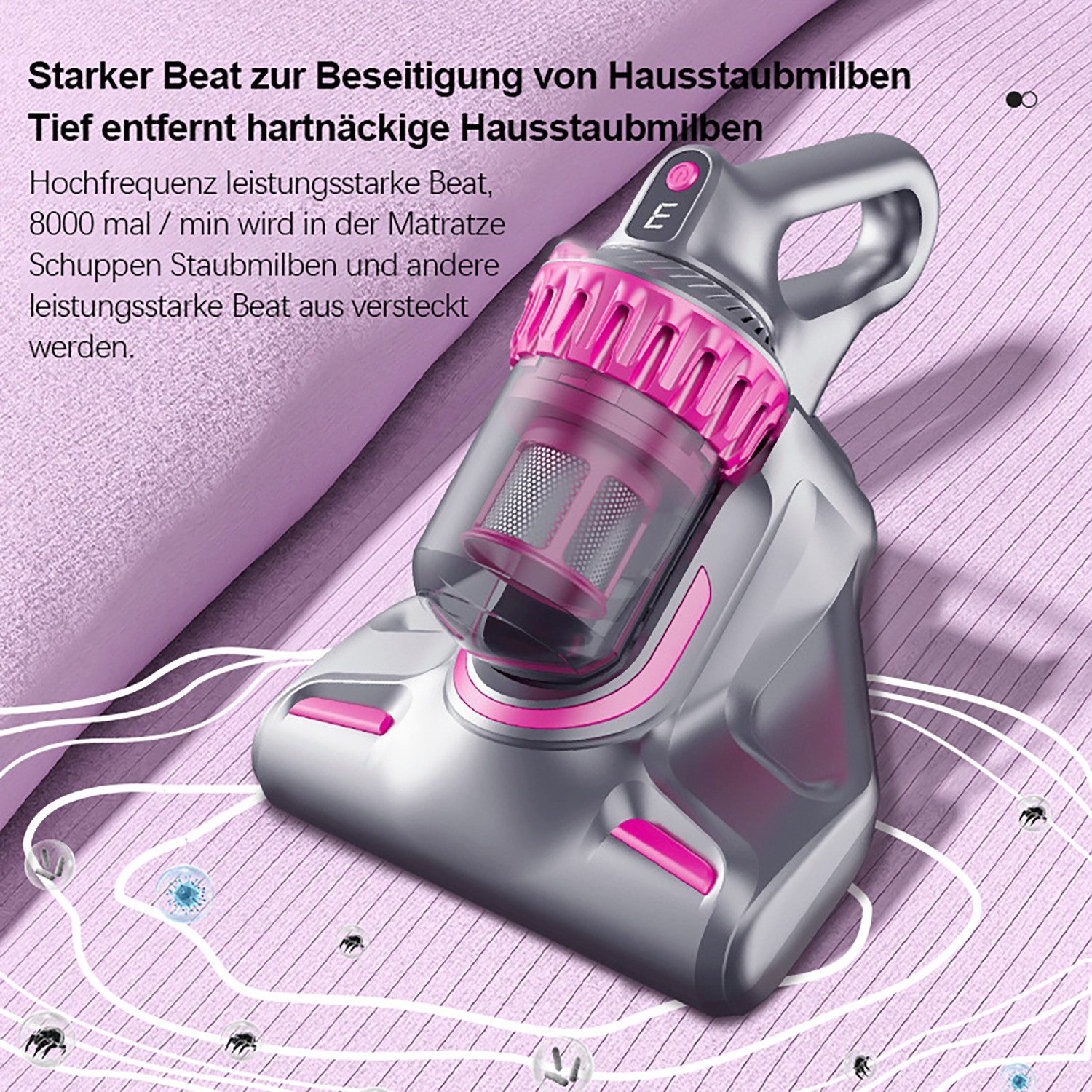 Vornix Matratzenreinigungsgerät Milbenstaubsauger mit 10000Pa Saugkraft, UV-C Sterilisationslicht, mehrstufiges Filtersystem, Matratzenreiniger gegen Hausstaubmilben