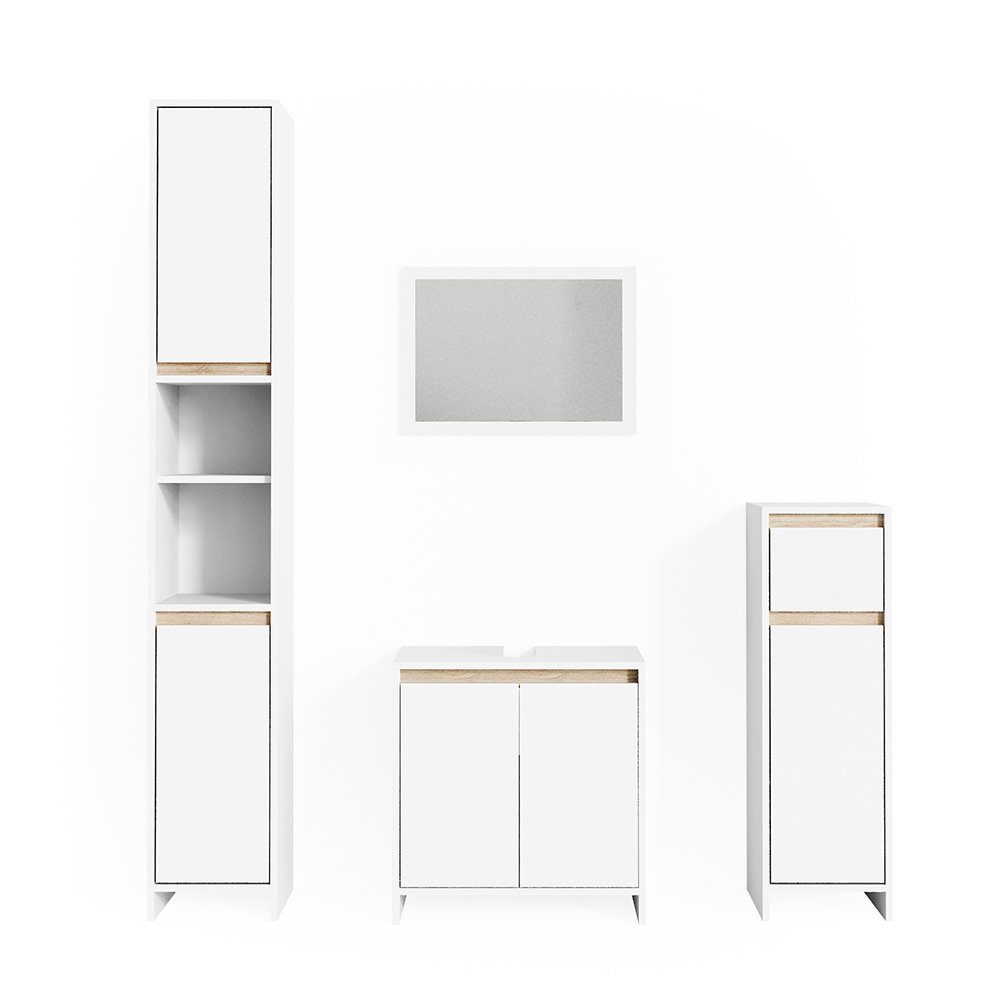 Vicco Badmöbel-Set Emma, Weiß/Sonoma, 4 Teile, günstig online kaufen