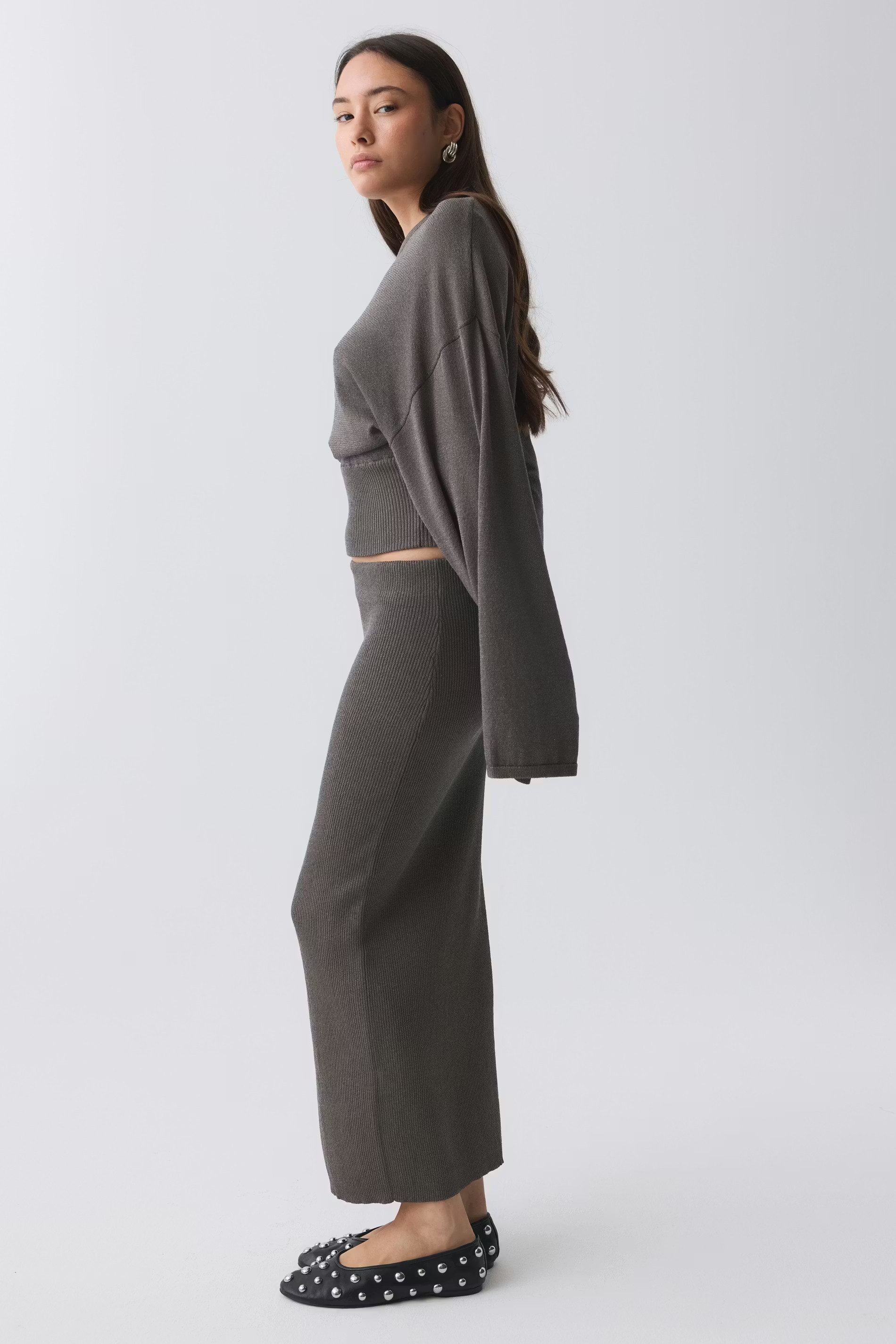 Gina Tricot Midirock Knitted metallic skirt