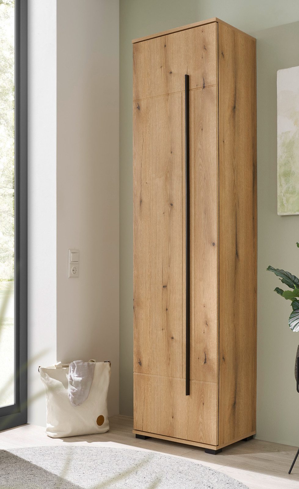 Furn.Design Schuhschrank Design-D (Flur- und Mehrzweckschrank in Evoke Eiche, 50 x 200 cm) mit viel Stauraum