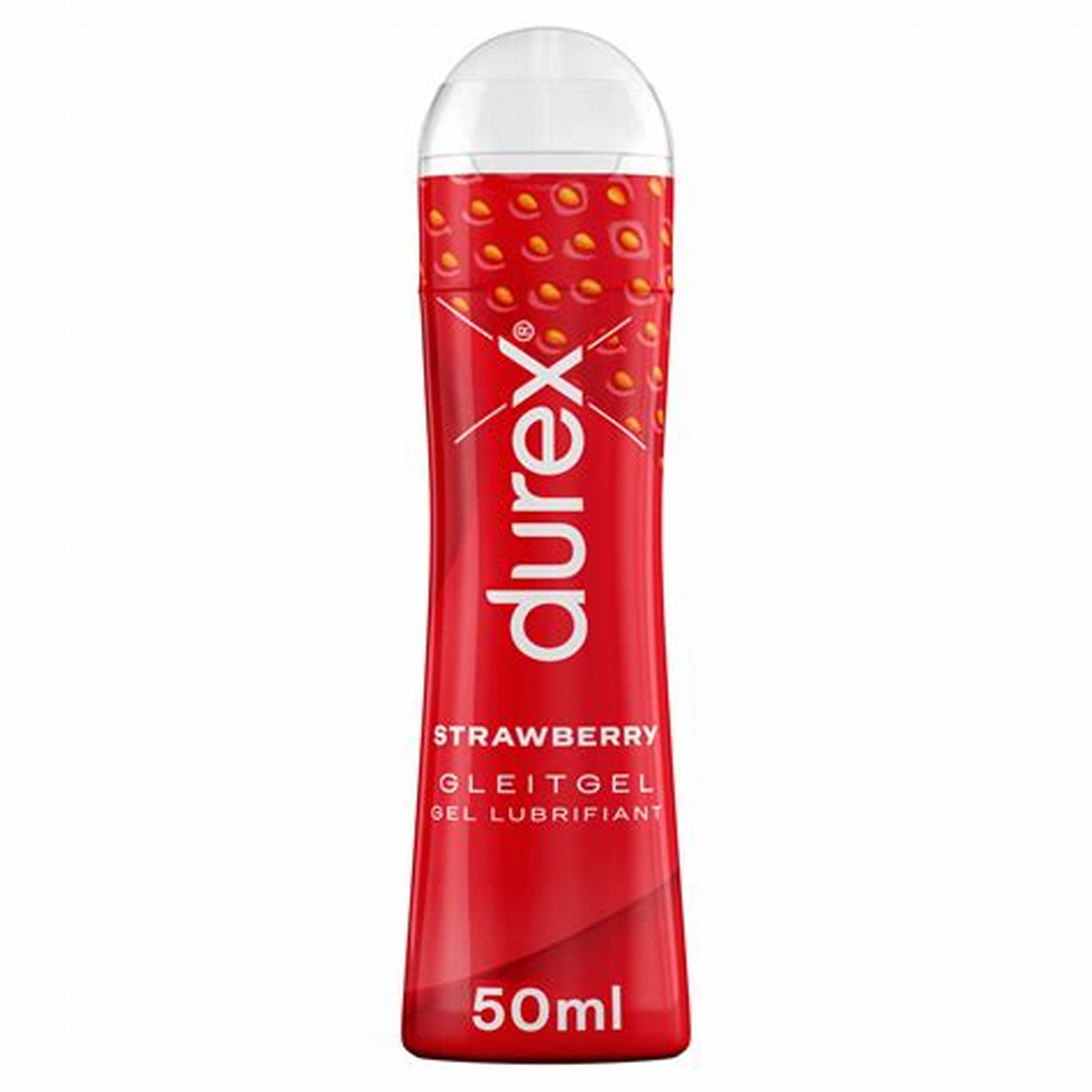 durex Gleitgel Strawberry – Wasserbasiertes Erdbeer-Gleitmittel, für angenehme Gleitfähigkeit, sanft & pH-freundlich - 50ml, 1-tlg.