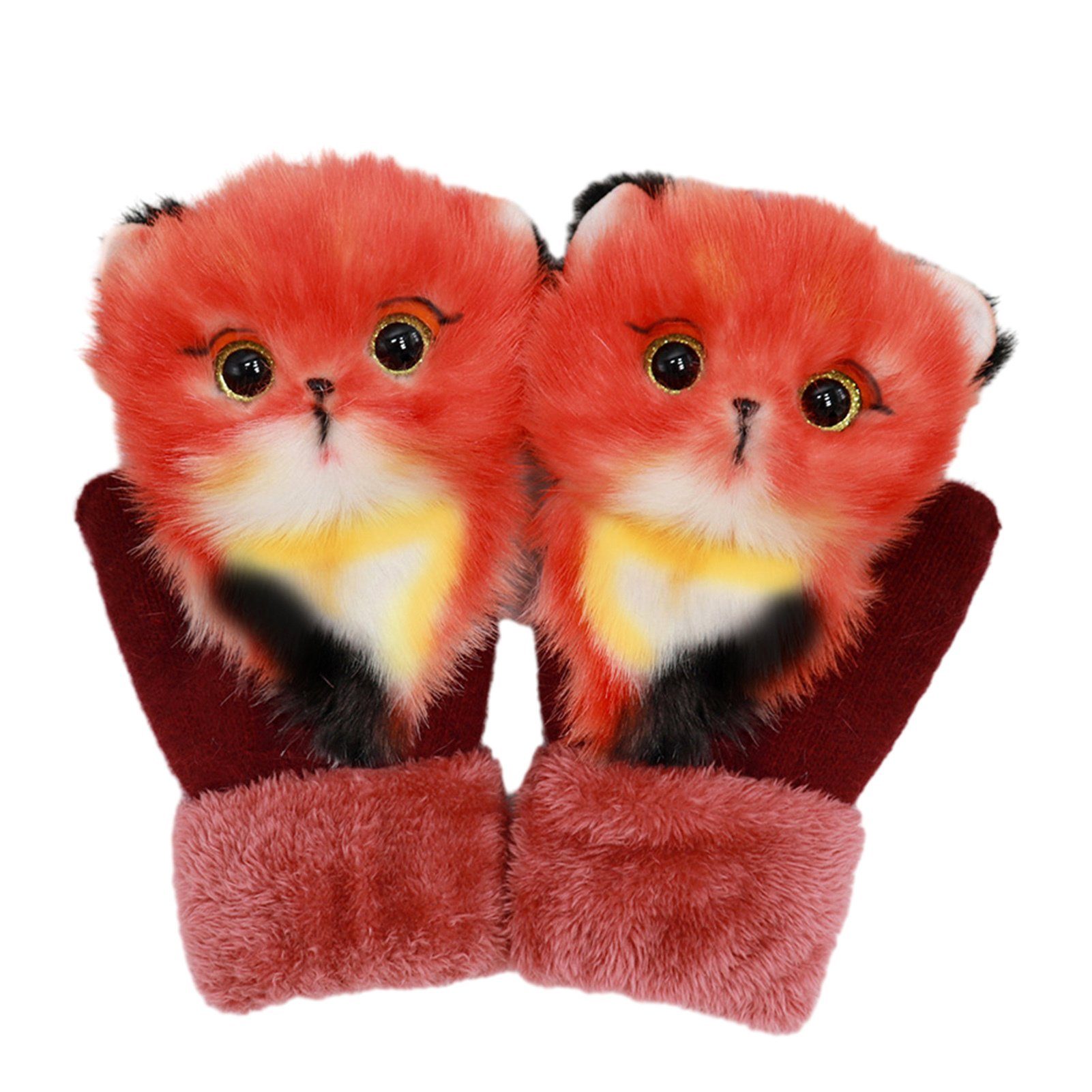 Atmungsaktive Halten Winter-Tierhandschuhe Blusmart Damen Für Kind Trikot-Handschuhe D Niedliche Warme,