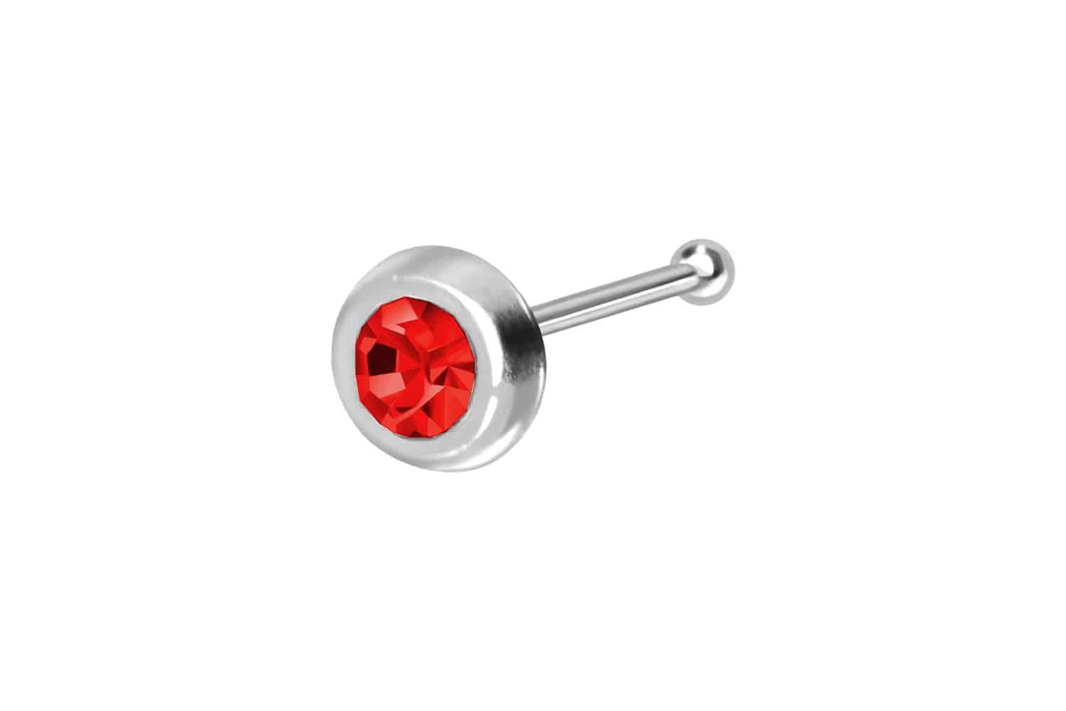 PIERCINGLINE Nasenpiercing 925er Silber Nasenstecker Pin RUNDER KRISTALL (Nasenstecker, 1-tlg)