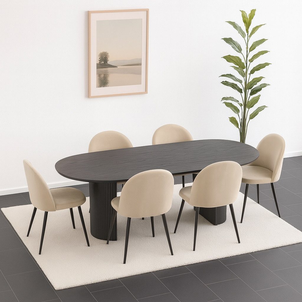 ebuy24 Essgruppe Kyoto Essgruppe Esstisch dunkelbraun, 6 Stühle aus, (7-tlg) – Bild 3 von 5