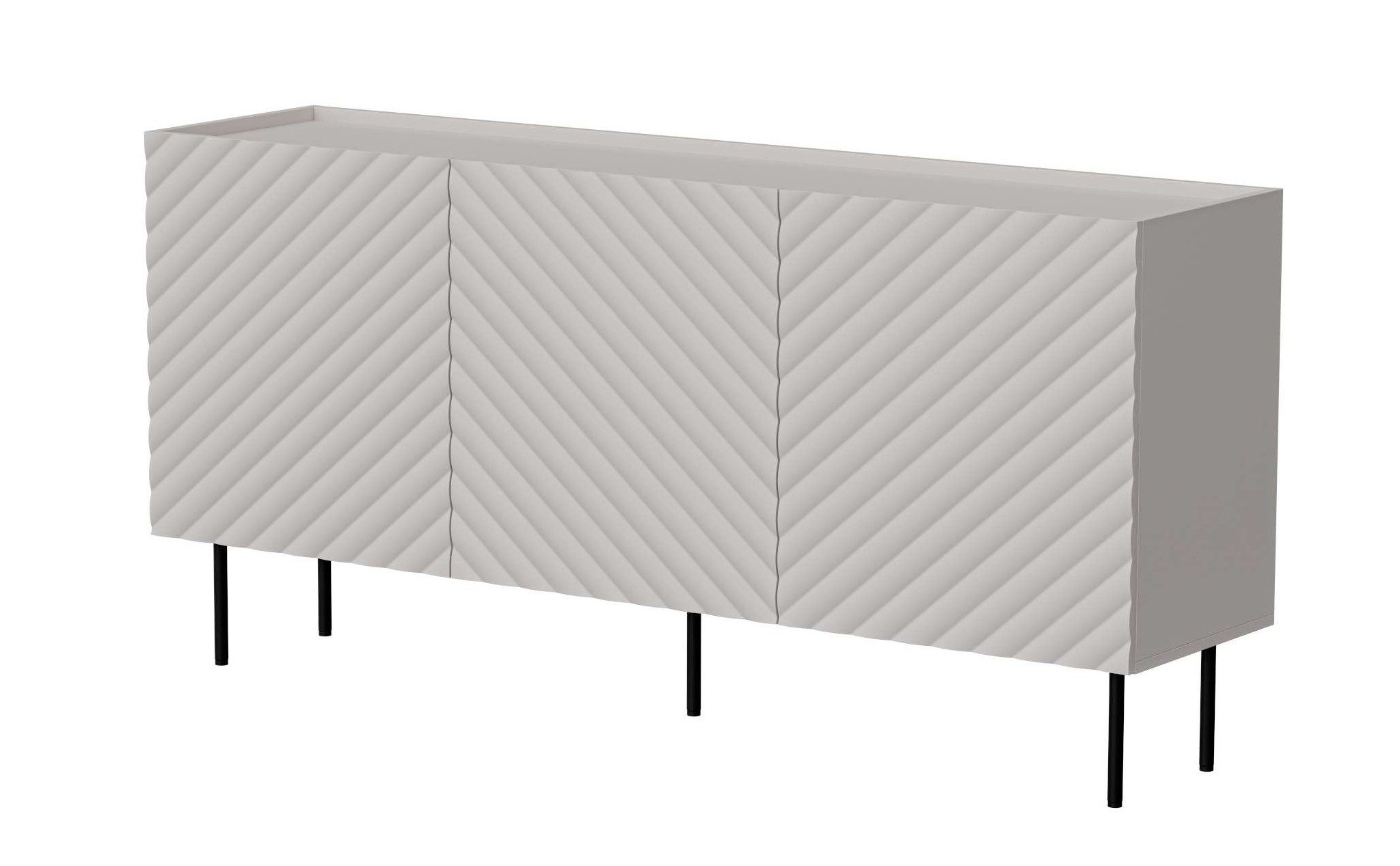 99rooms Kommode Luzia (Sideboard, Highboard), mit 3 grifflosen Türen, aus Holzwerkstoff, Metall Füße