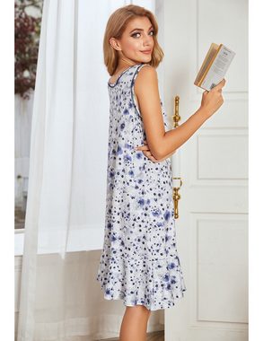 BlauWave Nachthemd Women's Homewear Small Fresh Floral Printed Schlafanzug (Bequem und praktisch, 1-tlg., Geeignet für Zuhause) Vest home Nachtwäsche Nachthemden für Frauen