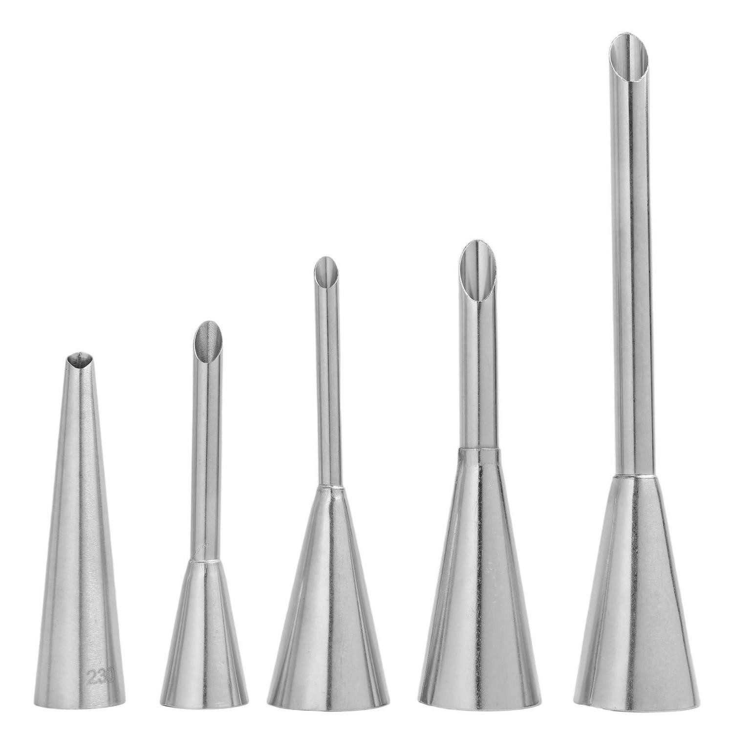 LuxusKollektion Spritztüllen Spritztüllen Set 5tlg Edelstahl Fülltülle Marmelade Sahne Krapfen
