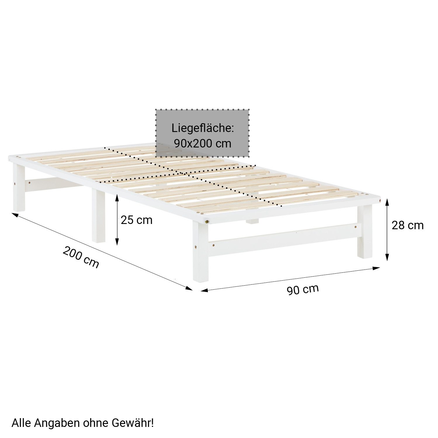 Homestyle4u Holzbett 90/100/140x200 Palettenbett Massivholzbett Futonbett günstig online kaufen