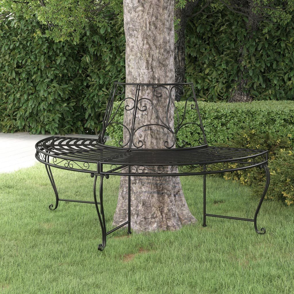 vidaXL Gartenbank »Baumbank Halbrund Ø160 cm Schwarz Stahl« (1St