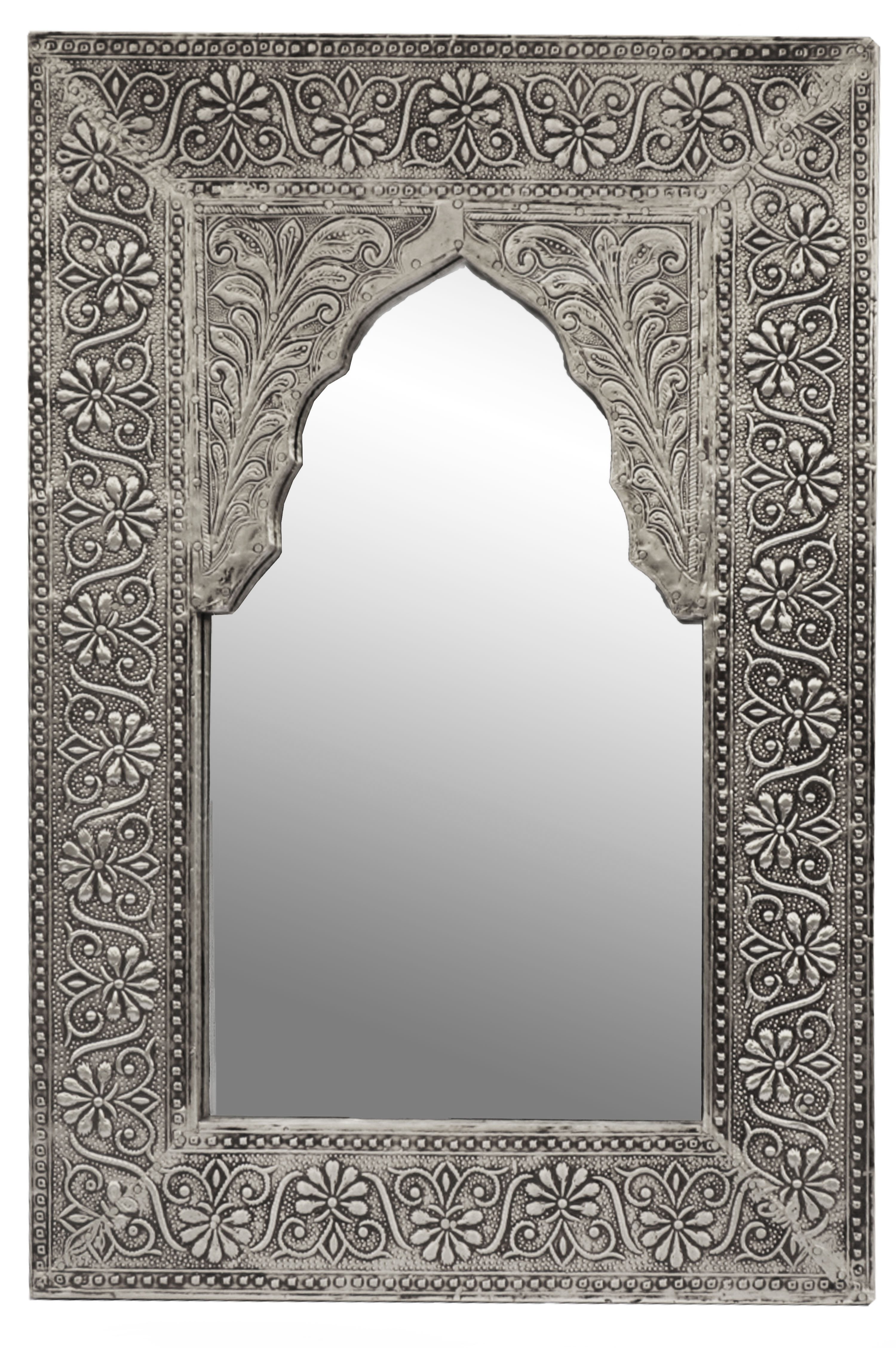 Marrakesch Orient & Mediterran Interior Wandspiegel orientalischer Vintage Зеркало Malik Deko silber - 42cm - (1-St), Handarbeit