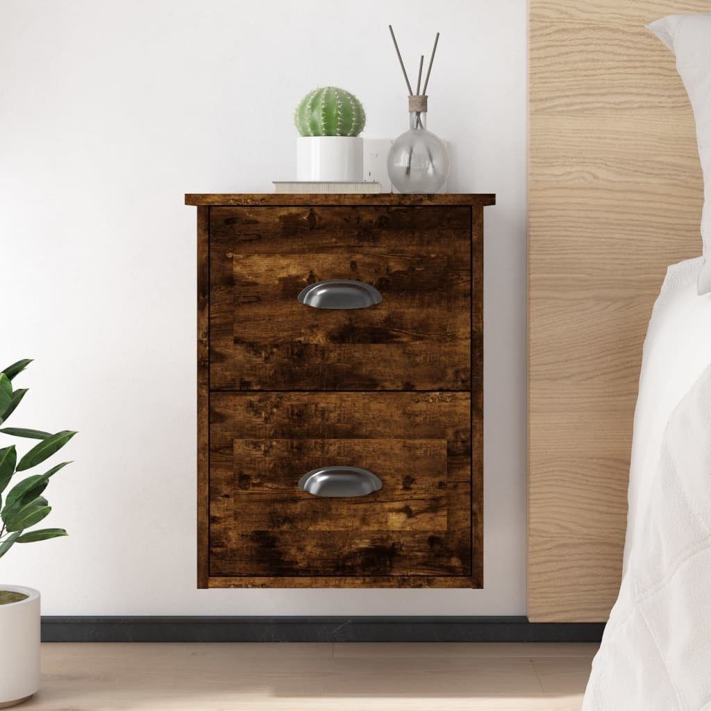 vidaXL Nachttisch Wand-Nachttische 2 Stk. Räuchereiche 41,5x36x53 cm (2-St)