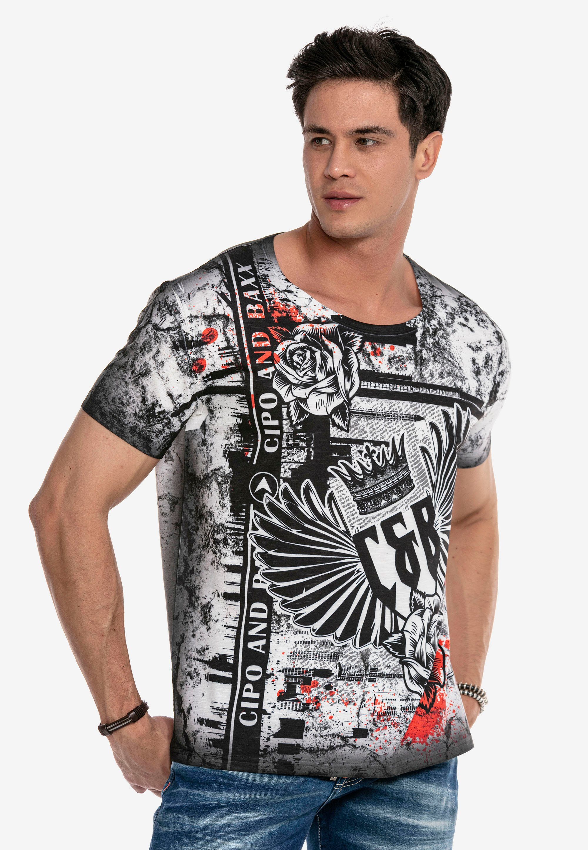 T-Shirt CT628 mit coolem Baxx Cipo Allover-Print &