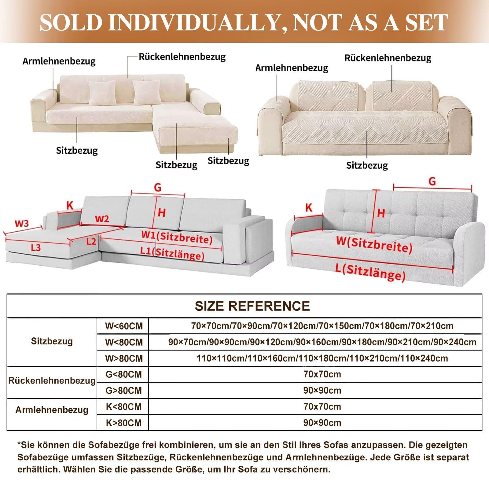 Minicloss Sofabezug 1 2 3 4 Sitzer Sofabezüge Couch Überzug L Form Ecksofa Sofa Couch, Überwurfdecke, Sofahusse Sofaüberwürfe rutschfest Sofa Abdeckung – Bild 4 von 5