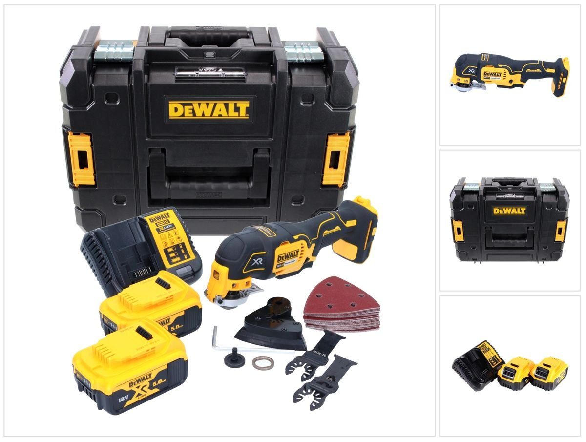 DeWalt Akku-Multifunktionswerkzeug DCS 355 P2 Akku Oszillierer Multitool 18 V Brushless + 2x Akku 5,0 Ah
