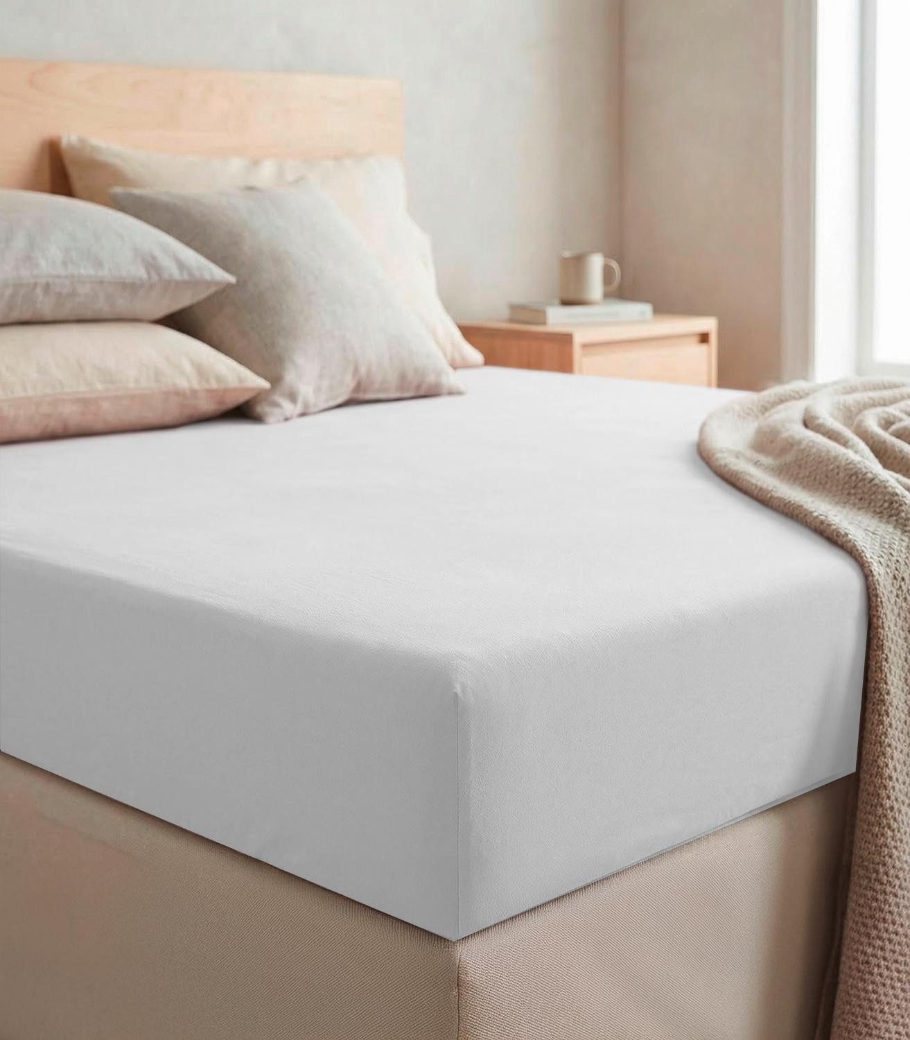 Wülfing Spannbettlaken Spannbetttuch DIANA, 140x200 cm, Weiß, Baumwolle, Feinbiber, Gummizug: rundum, (1 Stück), elastisch rundum