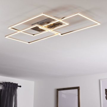 hofstein Deckenleuchte »Pozza« moderne rechteckige Deckenlampe aus Metall in Aluminium, 3000 Kelvin, 39 Watt, 2500 Lumen, stufenlos dimmbar über Fernbedienung