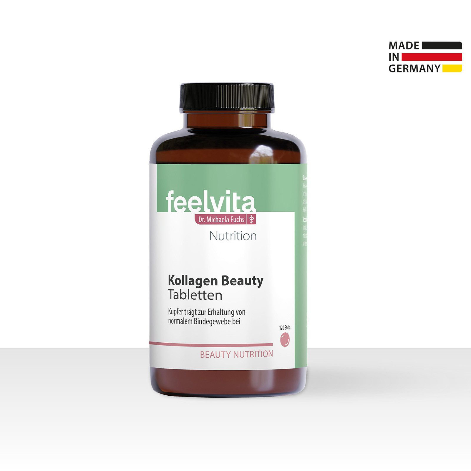 Genius Feelvita Nutrition Kollagen Beauty Tabletten 120 Tabletten, 2-Monatsvorrat à 120 St., Steigert Hautfeuchtigkeit & Spannkraft